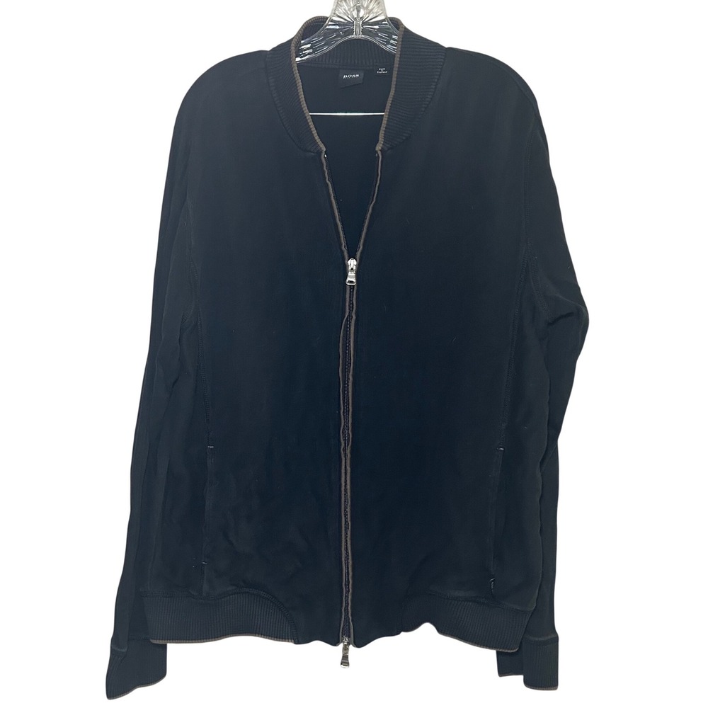 BOSS Hugo Boss Mens Black Full Zip Bomber Jacket Canosa XL minimal classic